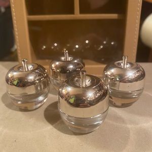 4 Clear Glass Apple MINI Salt & Pepper Shakers